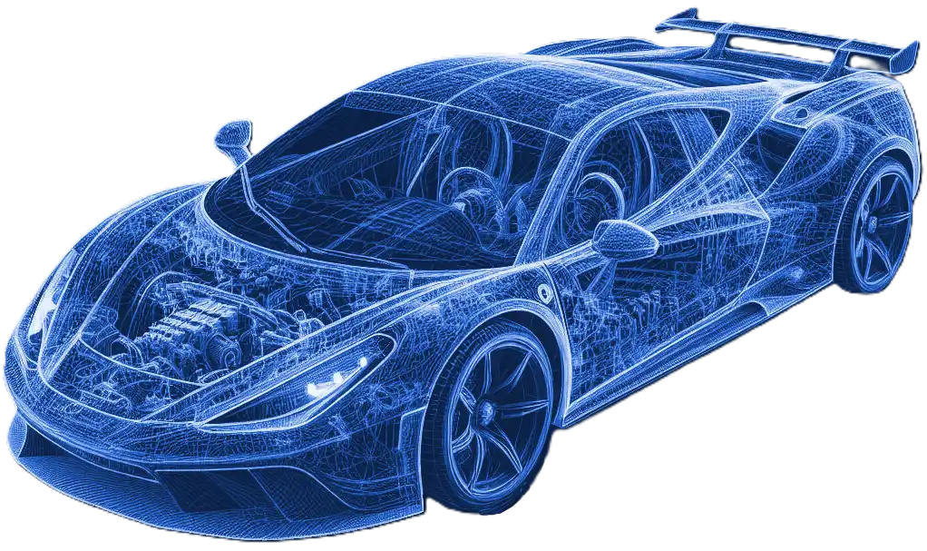 Wire diagram of a sports car