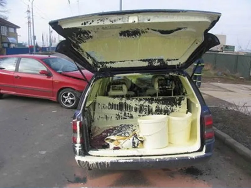 paint explosion in car