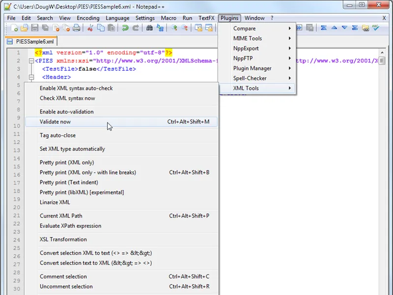 notepad++ xml plugin